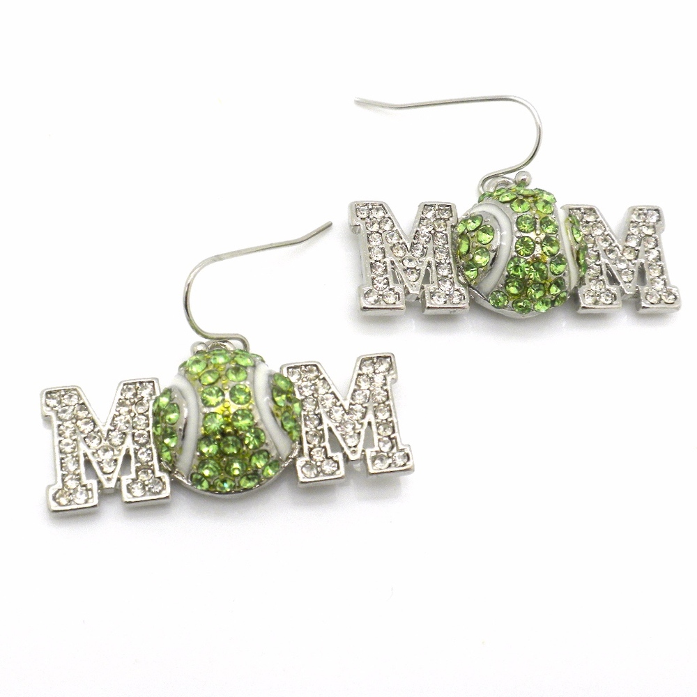 Tennis Ball Mom Crystal Earrings
